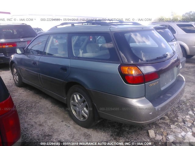 4S3BH675937636899 - 2003 SUBARU LEGACY OUTBACK AWP GREEN photo 3