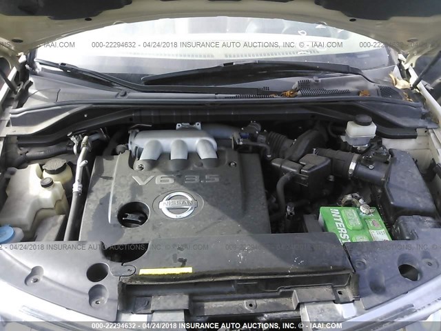 JN8AZ08T96W421248 - 2006 NISSAN MURANO SL/SE/S GOLD photo 10