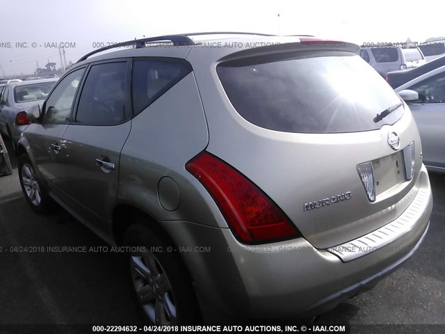 JN8AZ08T96W421248 - 2006 NISSAN MURANO SL/SE/S GOLD photo 3