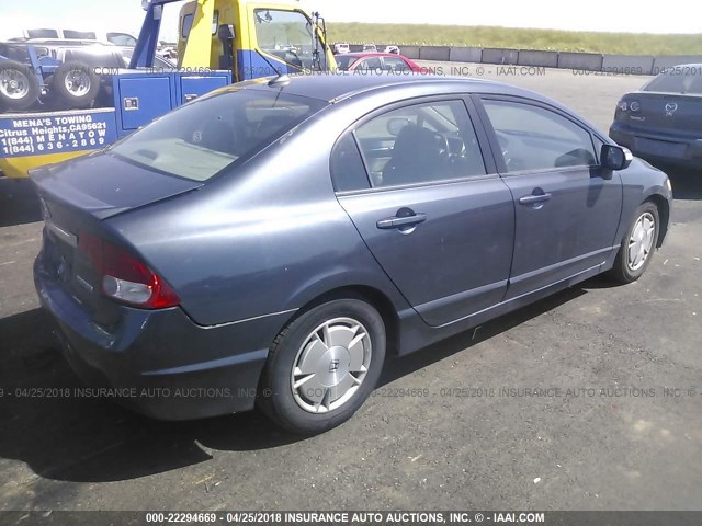 JHMFA36289S010423 - 2009 HONDA CIVIC HYBRID GRAY photo 4