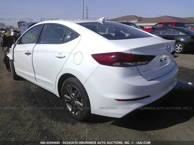 5NPD84LFXJH257754 - 2018 HYUNDAI ELANTRA SEL/VALUE/LIMITED WHITE photo 3