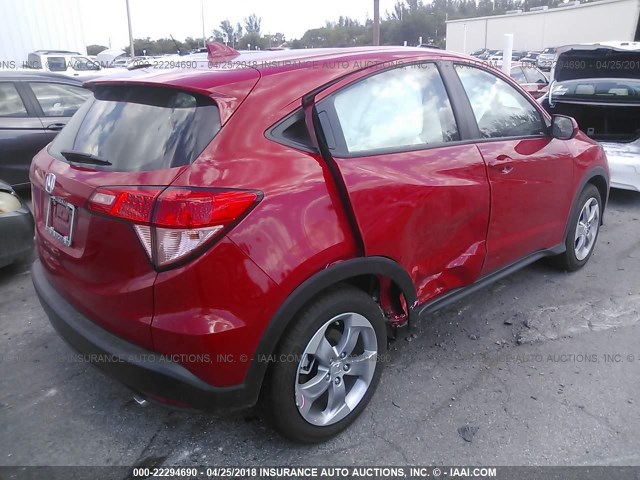 3CZRU5H33JM706430 - 2018 HONDA HR-V LX RED photo 4