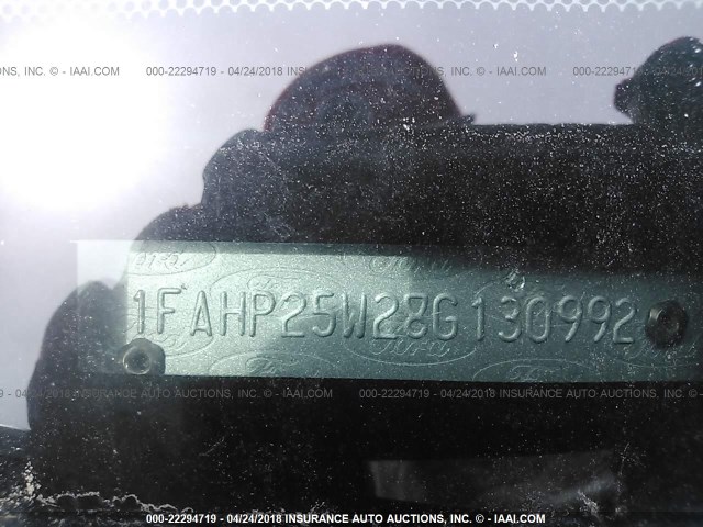 1FAHP25W28G130992 - 2008 FORD TAURUS LIMITED BLACK photo 9