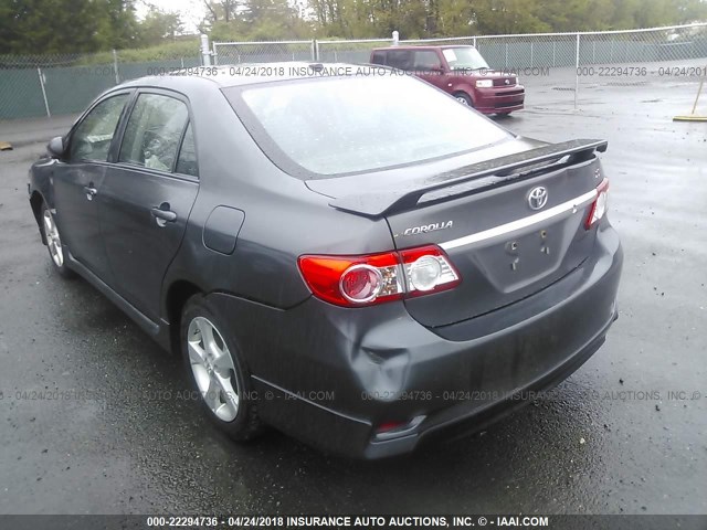 2T1BU4EE9CC850485 - 2012 TOYOTA COROLLA S/LE GRAY photo 3