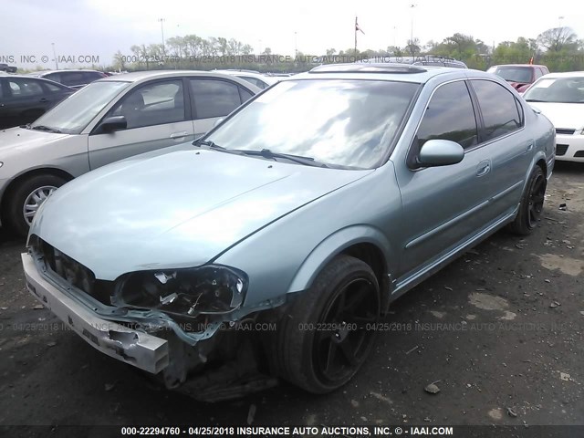 JN1DA31A52T311936 - 2002 NISSAN MAXIMA GLE/SE BLUE photo 2