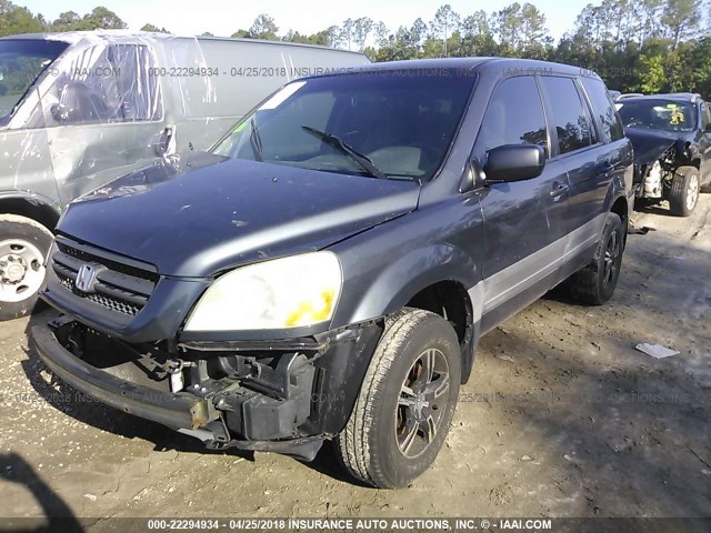 2HKYF18184H545229 - 2004 HONDA PILOT LX BLUE photo 2