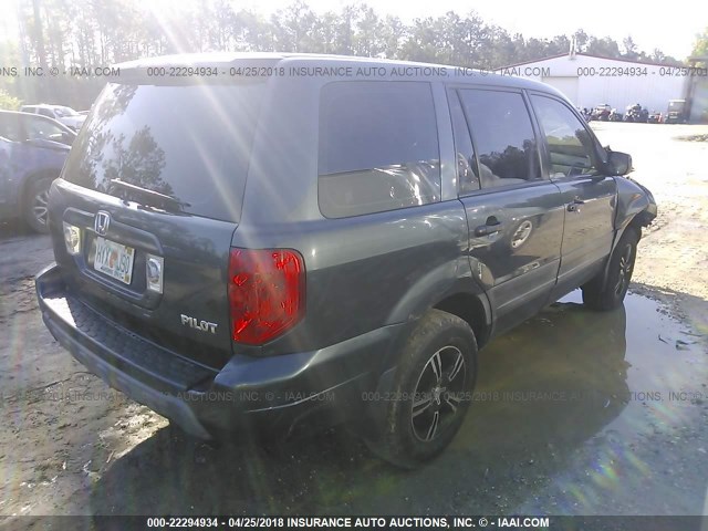 2HKYF18184H545229 - 2004 HONDA PILOT LX BLUE photo 4