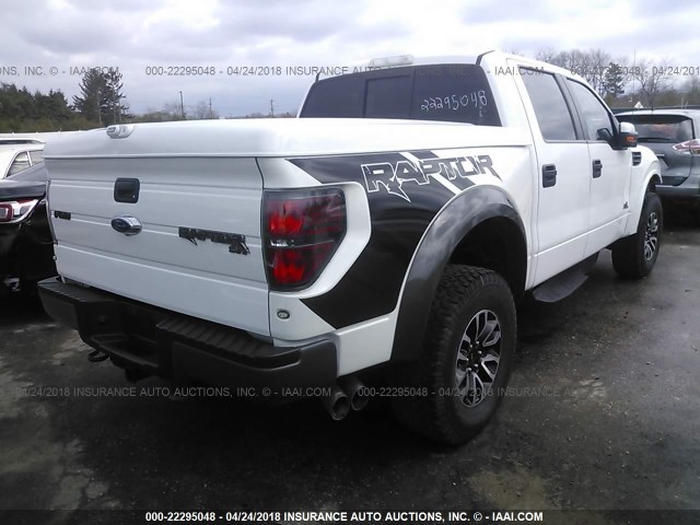 1FTFW1R66CFC73774 - 2012 FORD F150 SVT RAPTOR WHITE photo 4