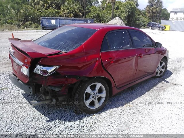 2T1BU4EE7DC988897 - 2013 TOYOTA COROLLA S/LE RED photo 4