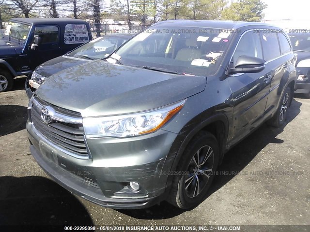 5TDJKRFH9GS255088 - 2016 TOYOTA HIGHLANDER XLE მწვანე ფოტო 2