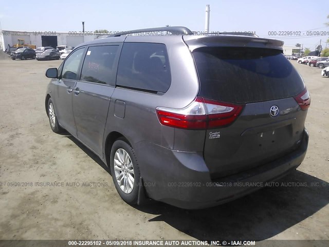 5TDYK3DC5FS657983 - 2015 TOYOTA SIENNA XLE/LIMITED GRAY photo 3