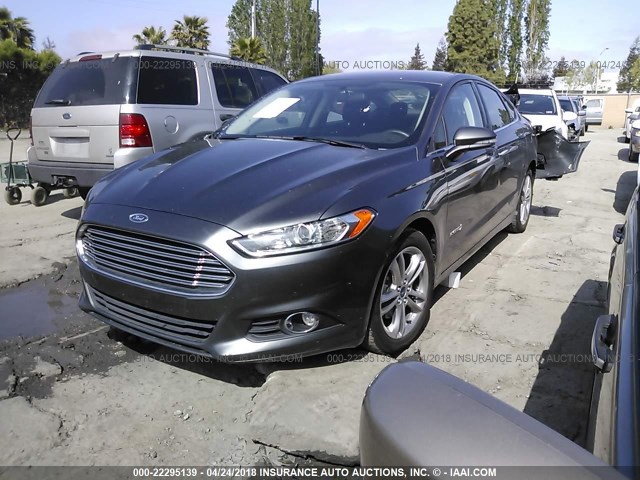 3FA6P0LU4FR214699 - 2015 FORD FUSION SE HYBRID GRAY photo 2