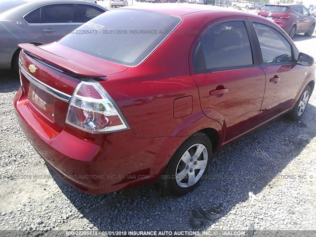 KL1TD56628B196167 - 2008 CHEVROLET AVEO LS RED photo 4