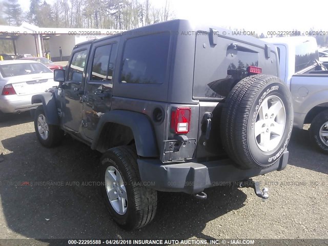 1C4BJWDG9EL298912 - 2014 JEEP WRANGLER UNLIMITE SPORT GRAY photo 3