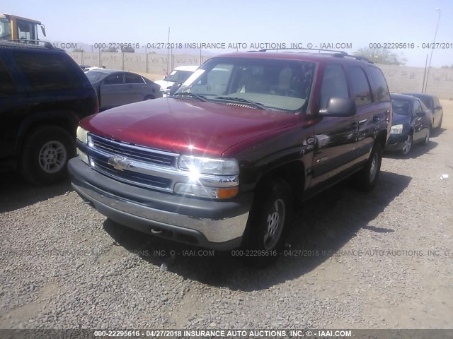 1GNEC13T11R213228 - 2001 CHEVROLET TAHOE C1500 MAROON photo 2