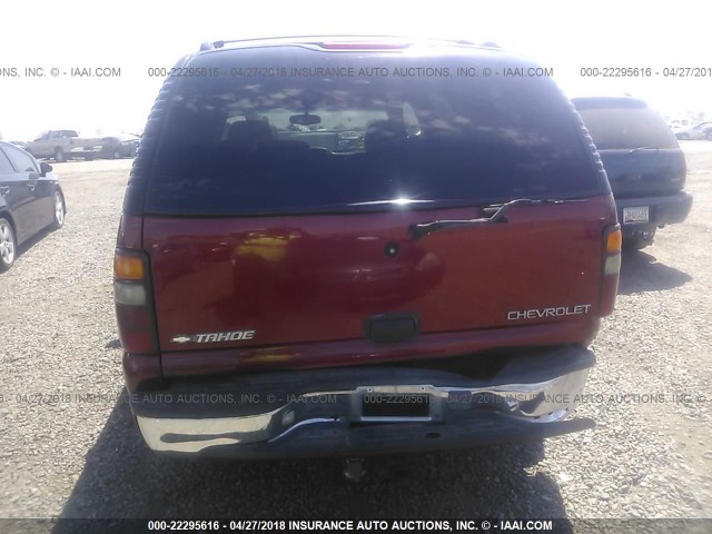 1GNEC13T11R213228 - 2001 CHEVROLET TAHOE C1500 MAROON photo 6