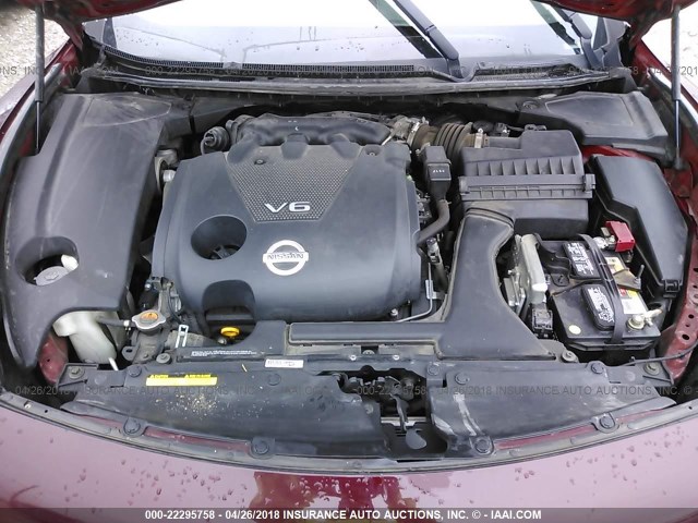 1N4AA5AP2AC874205 - 2010 NISSAN MAXIMA S/SV MAROON photo 10