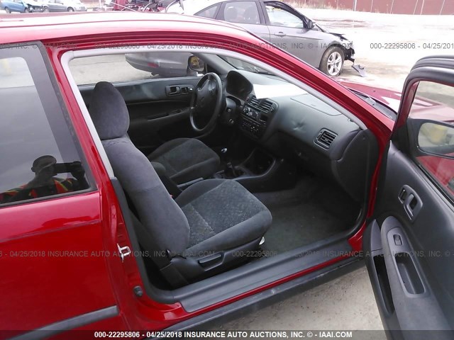 1HGEJ7126TL060431 - 1996 HONDA CIVIC HX RED photo 5