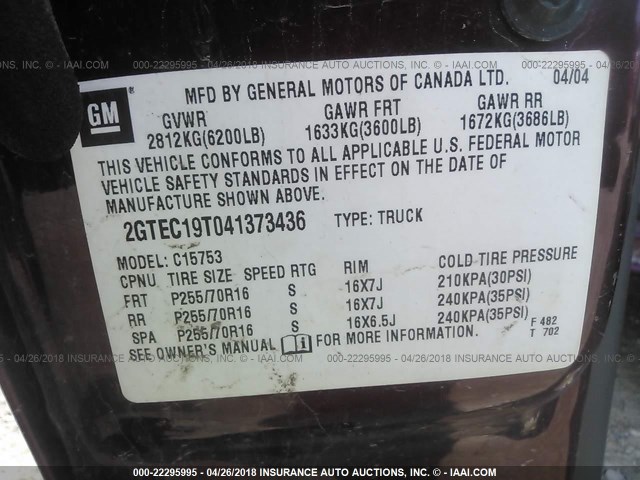 2GTEC19T041373436 - 2004 GMC NEW SIERRA C1500 RED photo 9