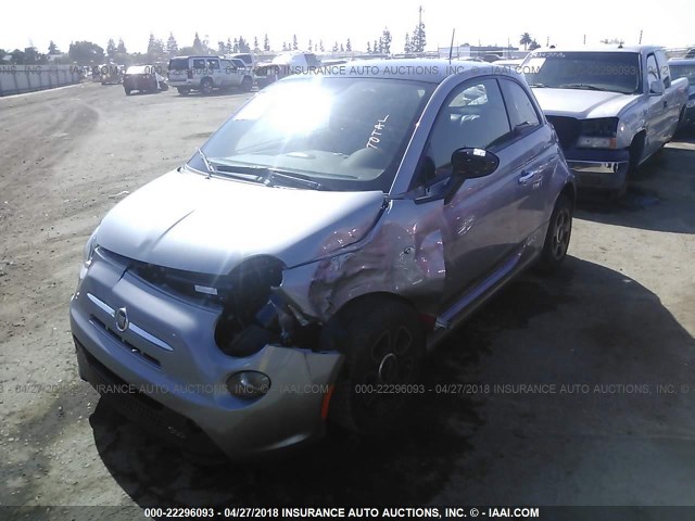 3C3CFFGE6FT695522 - 2015 FIAT 500 ELECTRIC SILVER photo 2