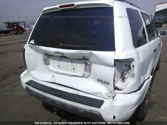 2HKYF185X4H616854 - 2004 HONDA PILOT EXL WHITE photo 6