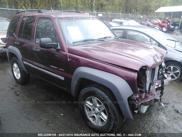 1J4GL48K42W227589 - 2002 JEEP LIBERTY SPORT 栗色 照片 1