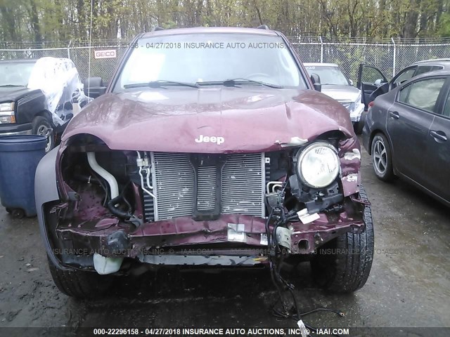 1J4GL48K42W227589 - 2002 JEEP LIBERTY SPORT MAROON photo 6