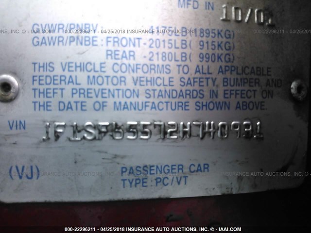 JF1SF65572H740931 - 2002 SUBARU FORESTER S RED photo 9