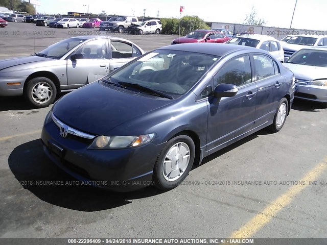 JHMFA36278S016373 - 2008 HONDA CIVIC HYBRID Dark Blue photo 2