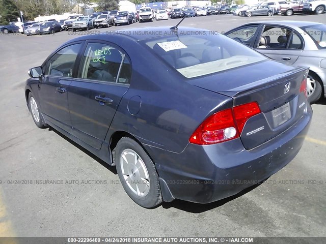 JHMFA36278S016373 - 2008 HONDA CIVIC HYBRID Dark Blue photo 3