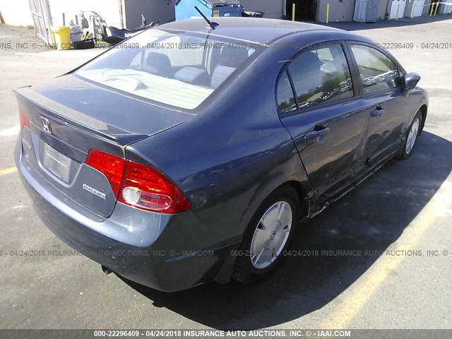 JHMFA36278S016373 - 2008 HONDA CIVIC HYBRID Dark Blue photo 4