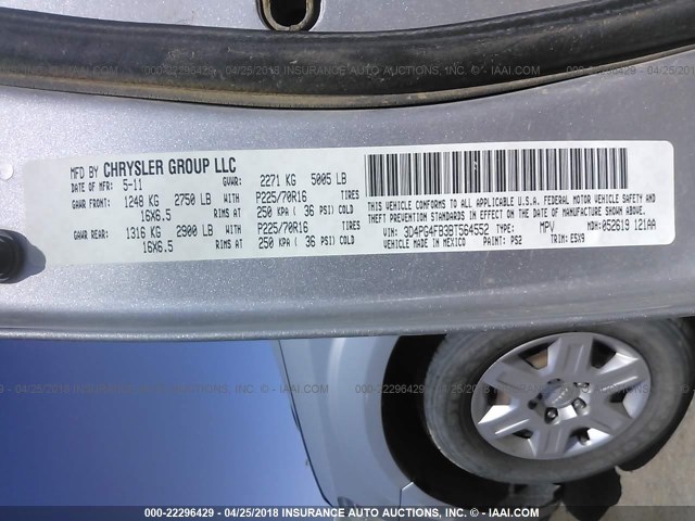 3D4PG4FB3BT564552 - 2011 DODGE JOURNEY EXPRESS SILVER photo 9