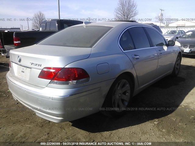 WBAHL83576DT03193 - 2006 BMW 750 I SILVER photo 4