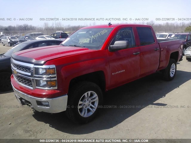 3GCUKRECXEG131006 - 2014 CHEVROLET SILVERADO K1500 LT RED photo 2