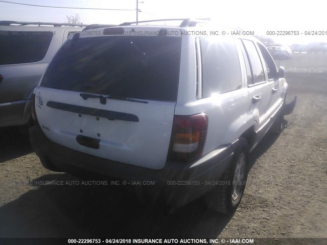 1J4GX48SX1C584165 - 2001 JEEP GRAND CHEROKEE LAREDO WHITE photo 4