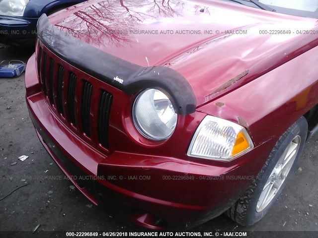 1J8FF47WX7D261075 - 2007 JEEP COMPASS RED photo 6