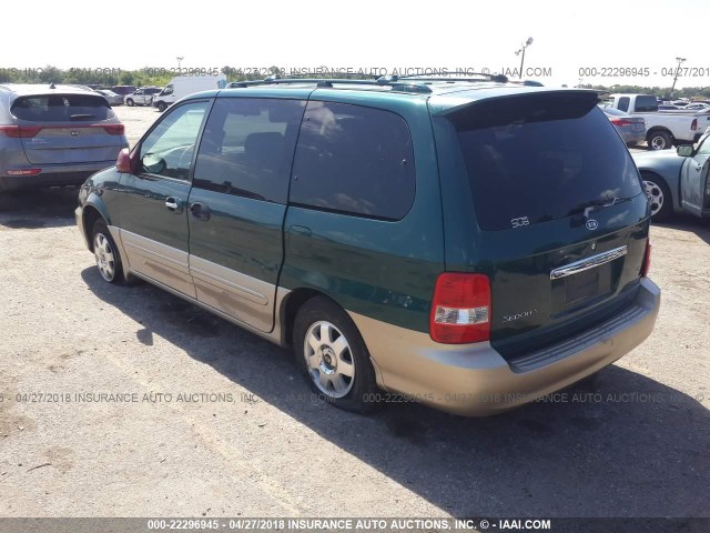 KNDUP131236462164 - 2003 KIA SEDONA EX/LX GREEN photo 3