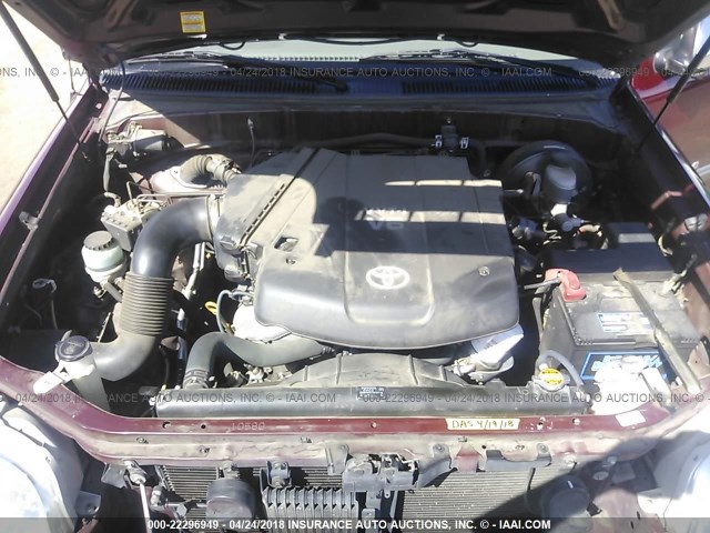 5TBRU34165S442424 - 2005 TOYOTA TUNDRA ACCESS CAB SR5 RED photo 10