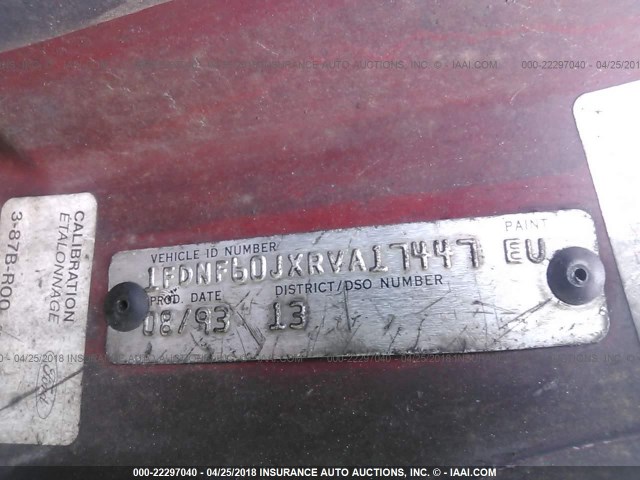 1FDNF60JXRVA17447 - 1994 FORD F600 Kırmızı fotoğraf 10