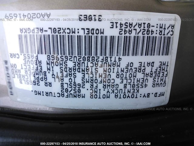 4T1BF28B02U265968 - 2002 TOYOTA AVALON XL/XLS GOLD photo 9