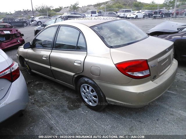 KNADC125546353437 - 2004 KIA RIO GOLD photo 3