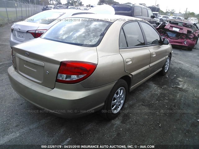 KNADC125546353437 - 2004 KIA RIO GOLD photo 4