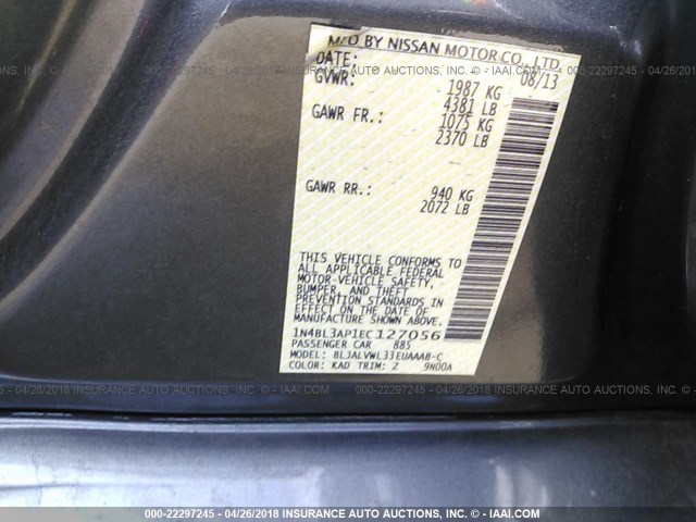 1N4BL3AP1EC127056 - 2014 NISSAN ALTIMA 3.5S/3.5SV/3.5SL GRAY photo 9