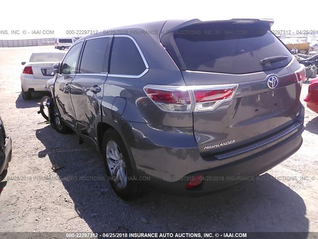 5TDZKRFH9FS049044 - 2015 TOYOTA HIGHLANDER LE/LE PLUS GRAY photo 3