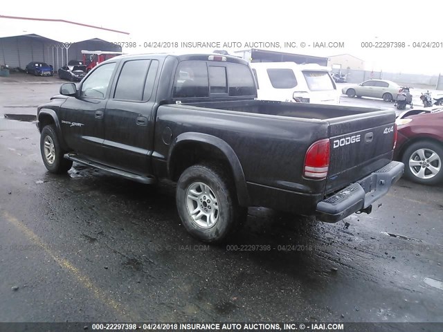 1B7HG2AN81S338031 - 2001 DODGE DAKOTA QUAD BLACK photo 3