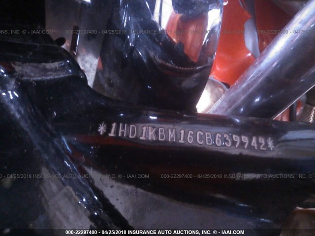 1HD1KBM16CB639942 - 2012 HARLEY-DAVIDSON FLHX STREET GLIDE ORANGE photo 10