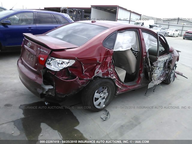 KMHDU46D68U495294 - 2008 HYUNDAI ELANTRA GLS/SE/LIMITED RED photo 4