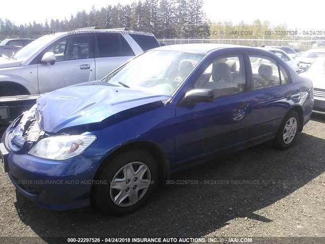 1HGES16345L026311 - 2005 HONDA CIVIC DX VP Mavi foto 2