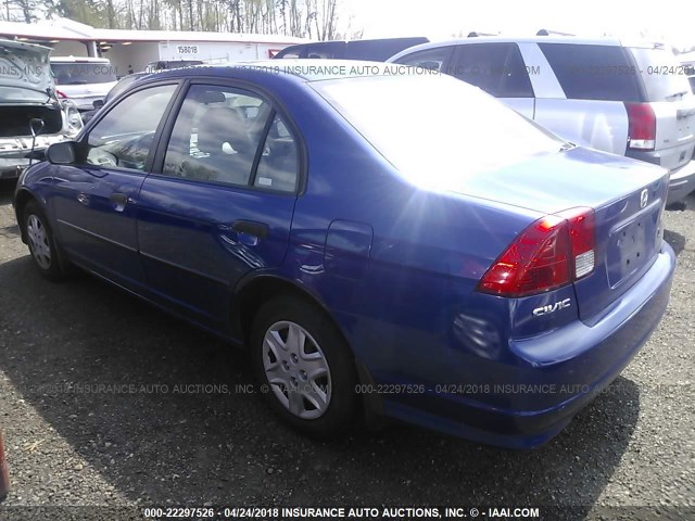 1HGES16345L026311 - 2005 HONDA CIVIC DX VP BLUE photo 3