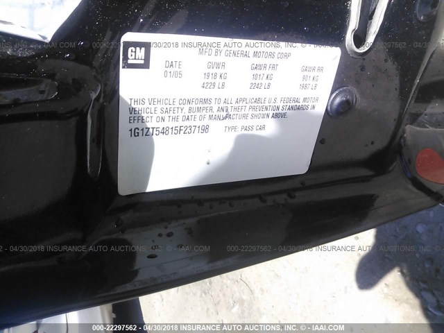 1G1ZT54815F237198 - 2005 CHEVROLET MALIBU LS 黑色 照片 9